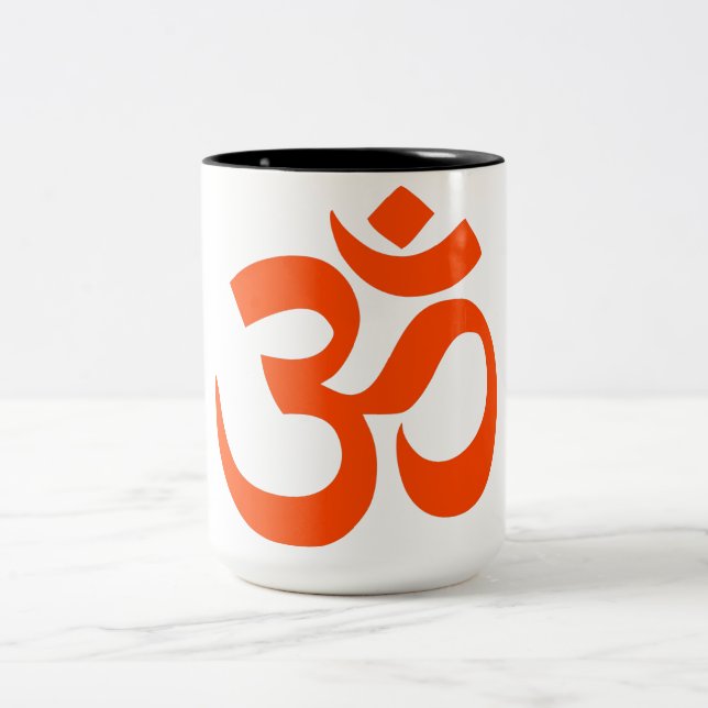 Caneca De Café Em Dois Tons Símbolo Om Indiano (Centro)