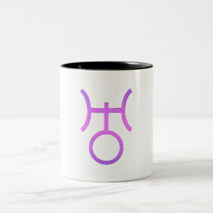 Caneca De Café Em Dois Tons Símbolo Planetário de Urano Astrologia Signo do Zo