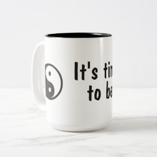 Caneca De Café Em Dois Tons Símbolo Yin Yang - design de tatuagem sólida
