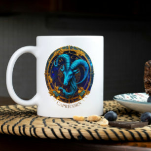 Caneca De Café Em Dois Tons Símbolo Zodac Sea Goat Celestial Fantasy Capricórn