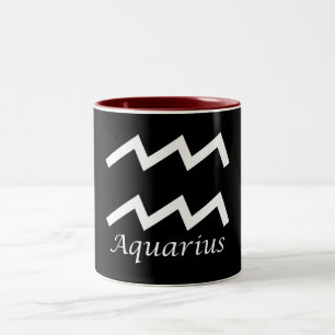 Caneca De Café Em Dois Tons Símbolo Zodiac "Aquarius"