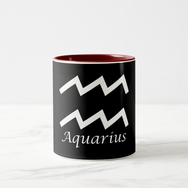 Caneca De Café Em Dois Tons Símbolo Zodiac "Aquarius" (Centro)
