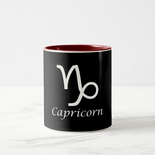 Caneca De Café Em Dois Tons Símbolo Zodiac "Capricorn" (Centro)