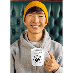 Caneca De Café Em Dois Tons símbolos chineses meridianos acupuntura