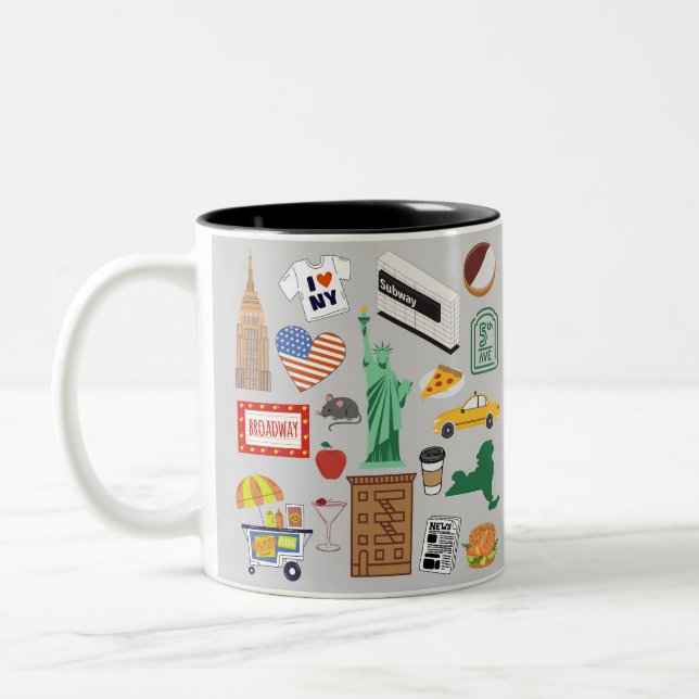 Caneca De Café Em Dois Tons Símbolos da Cidade de Nova York (Esquerda)