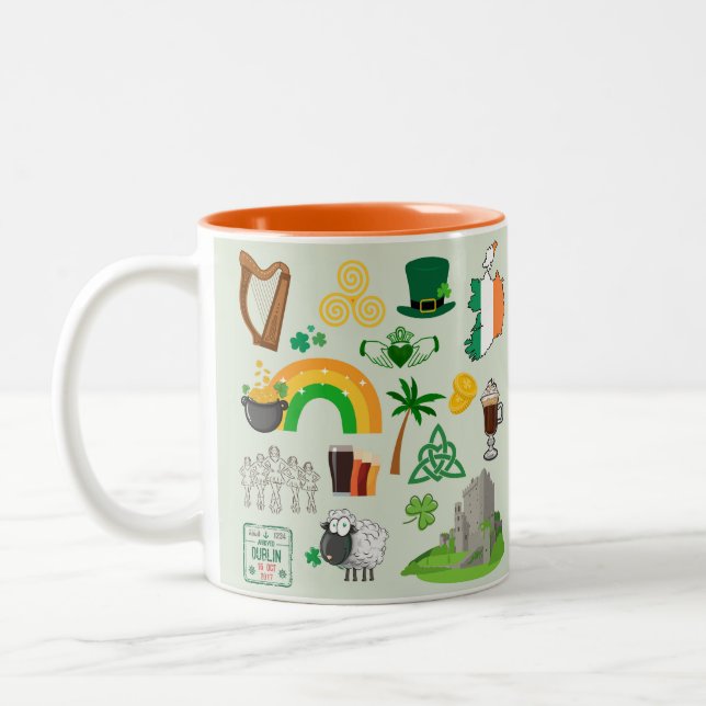 Caneca De Café Em Dois Tons Símbolos da Irlanda (Esquerda)