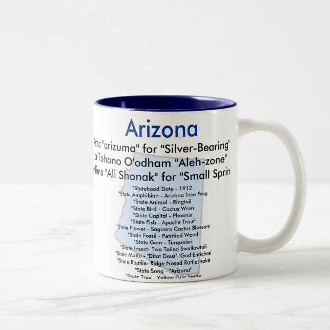 Caneca De Café Em Dois Tons Símbolos e mapa da arizona (Direita)
