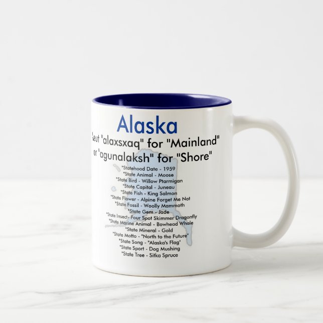 Caneca De Café Em Dois Tons Símbolos & mapa de Alaska (Direita)