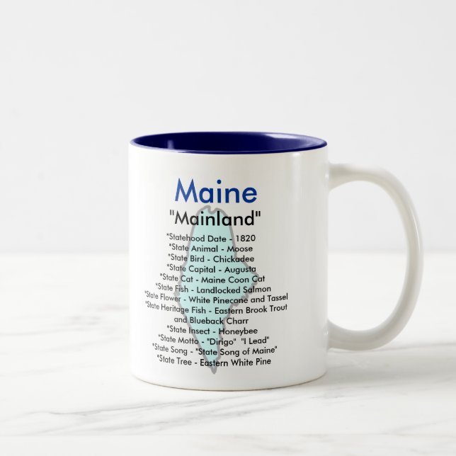 Caneca De Café Em Dois Tons Símbolos & mapa de Maine (Direita)