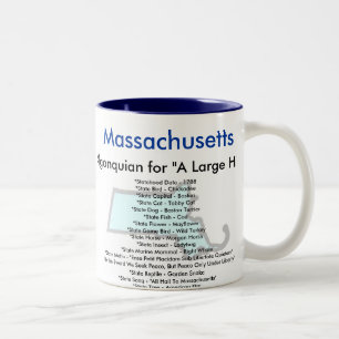 Caneca De Café Em Dois Tons Símbolos & mapa de Massachusetts