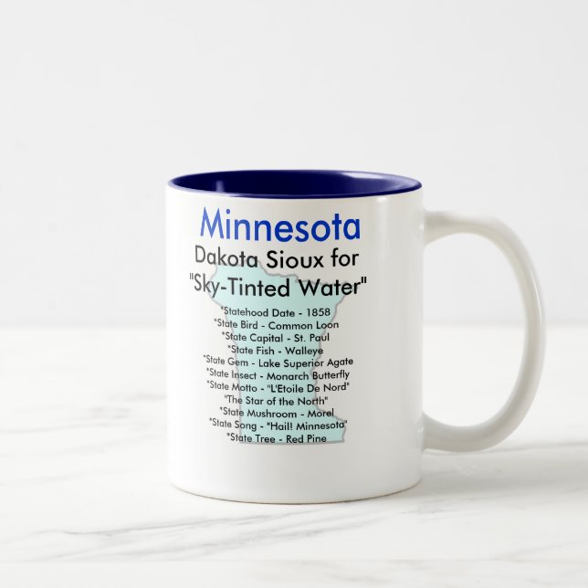 Caneca De Café Em Dois Tons Símbolos & mapa de Minnesota (Direita)