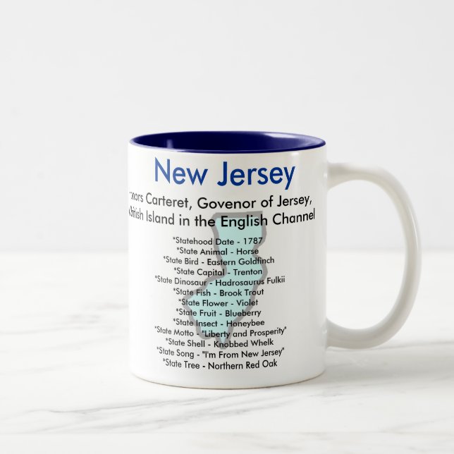 Caneca De Café Em Dois Tons Símbolos & mapa de New-jersey (Direita)