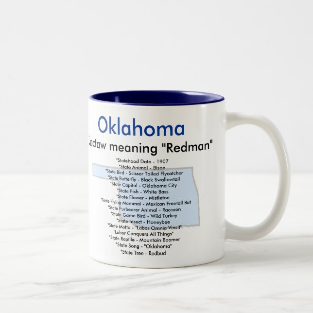 Caneca De Café Em Dois Tons Símbolos & mapa de Oklahoma (Direita)