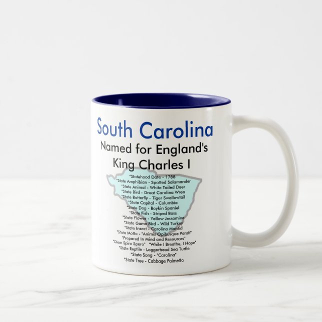 Caneca De Café Em Dois Tons Símbolos & mapa de South Carolina (Direita)
