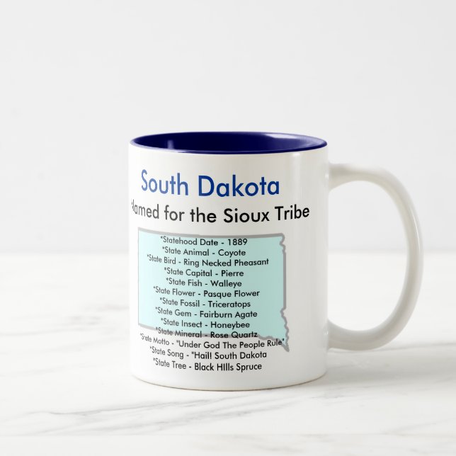 Caneca De Café Em Dois Tons Símbolos & mapa de South Dakota (Direita)