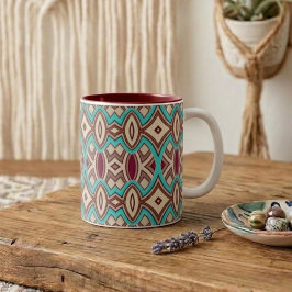 Caneca De Café Em Dois Tons Simetria de Diamante e Oval