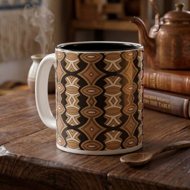 Caneca De Café Em Dois Tons Simetria de Diamante e Oval Chic (Criador carregado)