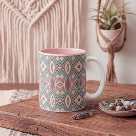 Caneca De Café Em Dois Tons Simetria de Diamante e Oval Macio
