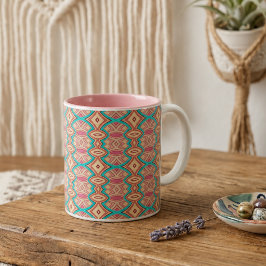 Caneca De Café Em Dois Tons Simetria de Diamante e Oval Macio