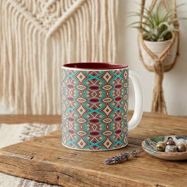 Caneca De Café Em Dois Tons Simetria de Diamante e Oval Suave