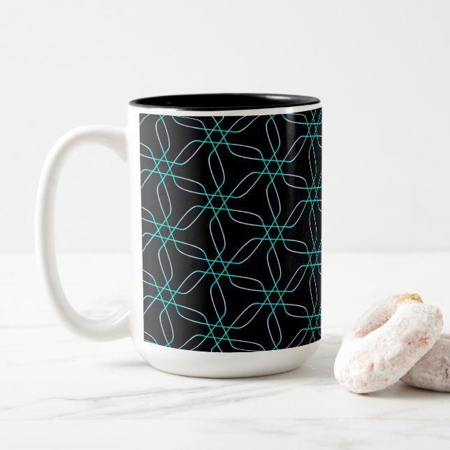Caneca De Café Em Dois Tons Simetria em Movimento (Com Donut)