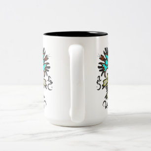 Caneca De Café Em Dois Tons Simetria Tribal Azul