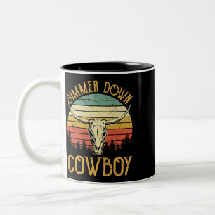 Caneca De Café Em Dois Tons Simmer Down Cowboy Cowgirl Country Music Western B