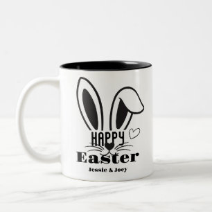 Caneca De Café Em Dois Tons simples coelhinho de páscoa simples e fofo costume