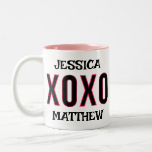 Caneca De Café Em Dois Tons simples e elegante namorados, doce para casal