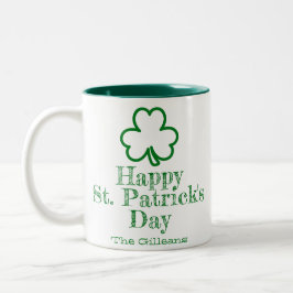 Caneca De Café Em Dois Tons Simples Elegante Dia de São Patrício Shamrock sort