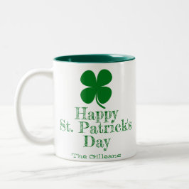 Caneca De Café Em Dois Tons Simples Elegante Dia de São Patrício Shamrock sort