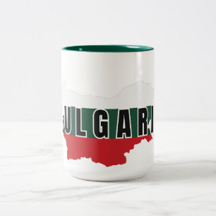 Caneca De Café Em Dois Tons Simples mapa moderno da Bulgária - Letra Flag Souv
