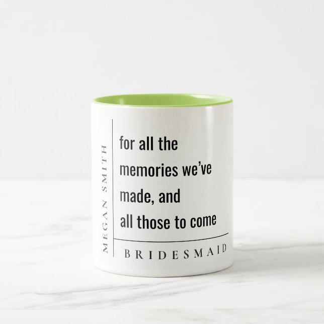 Caneca De Café Em Dois Tons Simples Moderno Para Memórias Bridesmaid Gift (Centro)