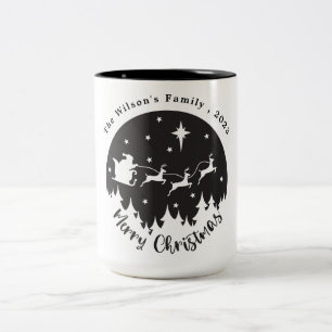 Caneca De Café Em Dois Tons Simples Natal preto e branco moderno