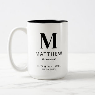Caneca De Café Em Dois Tons Simples Oferta de Padrinho de casamento Personaliz