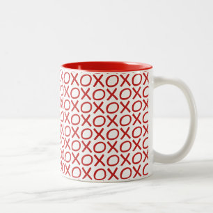 Caneca De Café Em Dois Tons Simples padrão moderno XOXO Dia de os namorados Lo