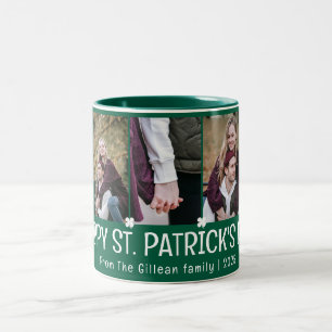 Caneca De Café Em Dois Tons Simples trevos da família do dia de São Patrício 3
