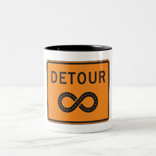 Caneca De Café Em Dois Tons Sinais de Desvios Infinitos Ciclo