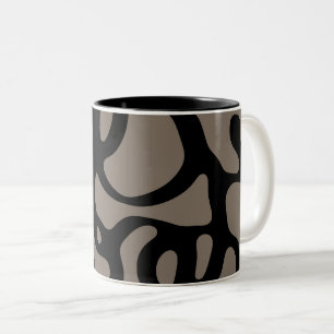 Caneca De Café Em Dois Tons Sinais distantes: Abstrato preto e Cinza