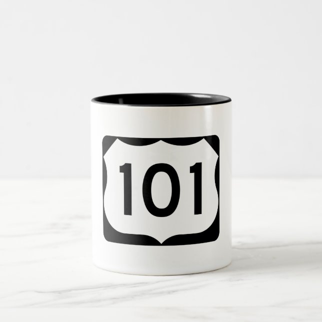 Caneca De Café Em Dois Tons Sinal da rota 101 dos E.U. (Centro)