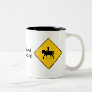 Caneca De Café Em Dois Tons Sinal de estrada - Horseback Rider Mug