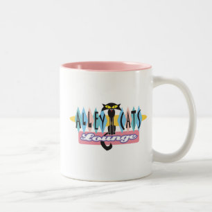 Caneca De Café Em Dois Tons sinal de lounge retro alley cats