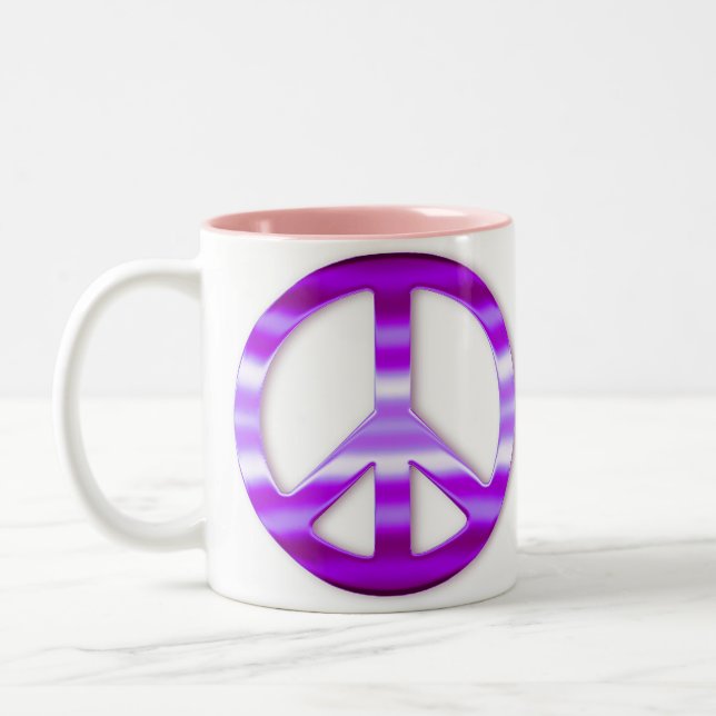 Caneca De Café Em Dois Tons Sinal de paz roxo bonito (Esquerda)