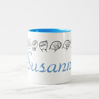 Caneca De Café Em Dois Tons Sinal de Sinal americano ASL Susanne soletrada por
