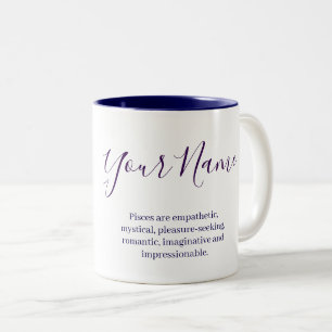 Caneca De Café Em Dois Tons "Sinal de Zodiaque Peixes personalizado Nome e car