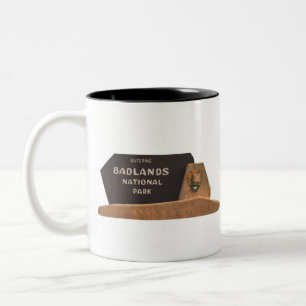 Caneca De Café Em Dois Tons Sinal do Parque Nacional das Badlands