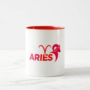 Caneca De Café Em Dois Tons Sinal do Zodíaco Áries Minimalista Gráfico Astrolo
