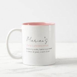 Caneca De Café Em Dois Tons Sinal do Zodíaco Luminescência de Libra Personaliz