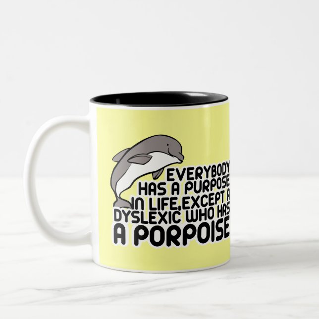 Caneca De Café Em Dois Tons Sinal engraçado da dislexia (Esquerda)