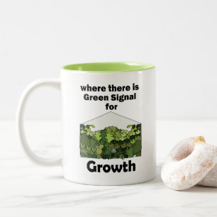 Caneca De Café Em Dois Tons Sinal Verde de Estufa para Abertura de Jardim de C